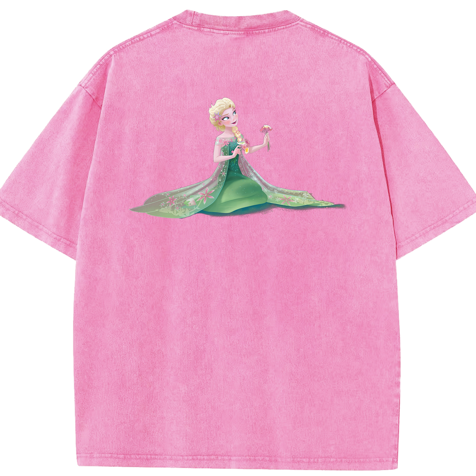 （画像用） アナと雪の女王 アンナ エルサ Frozen Anna Elsa 綿100% ヴィンテージ風 半袖Tシャツ（背面プリント）